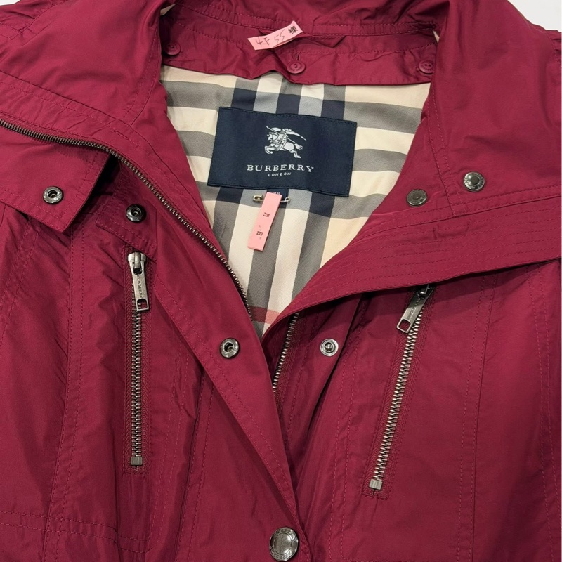 BURBERRY 倫敦 兩件式風衣外套 附可拆式菱格紋保暖背心 (酒紅色)-3