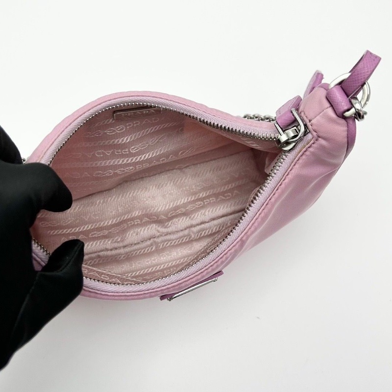 PRADA 粉銀三合一 尼龍肩背斜背Hobo 22*16*6.5 98新配件塵袋-4