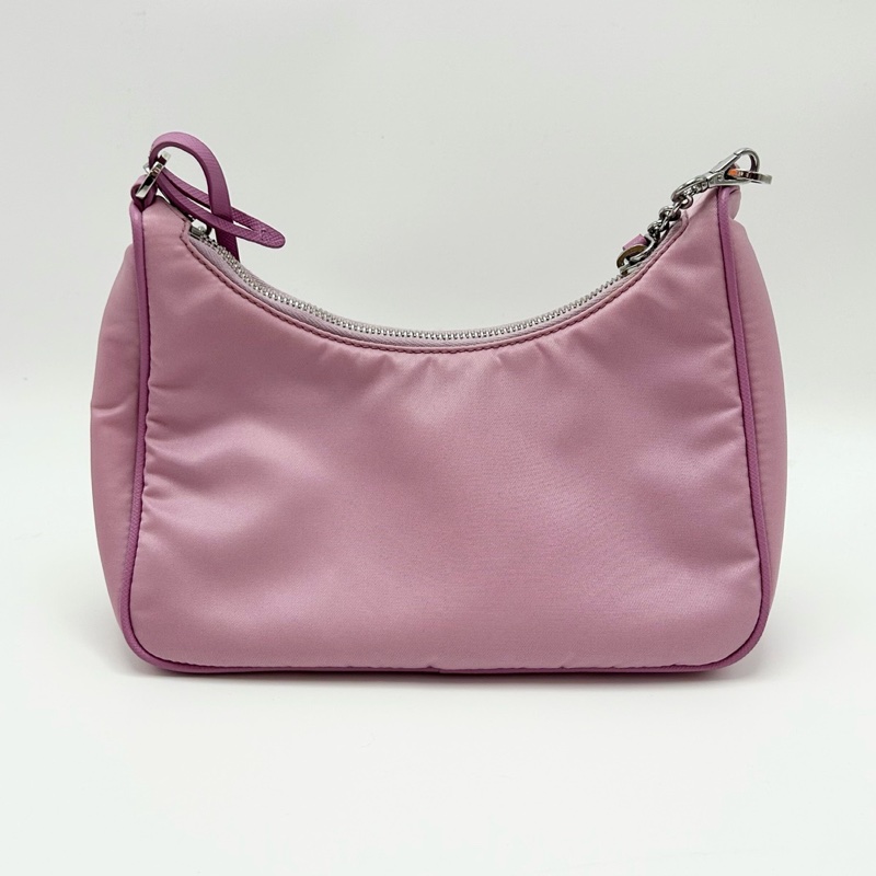 PRADA 粉銀三合一 尼龍肩背斜背Hobo 22*16*6.5 9新 配件塵袋-3