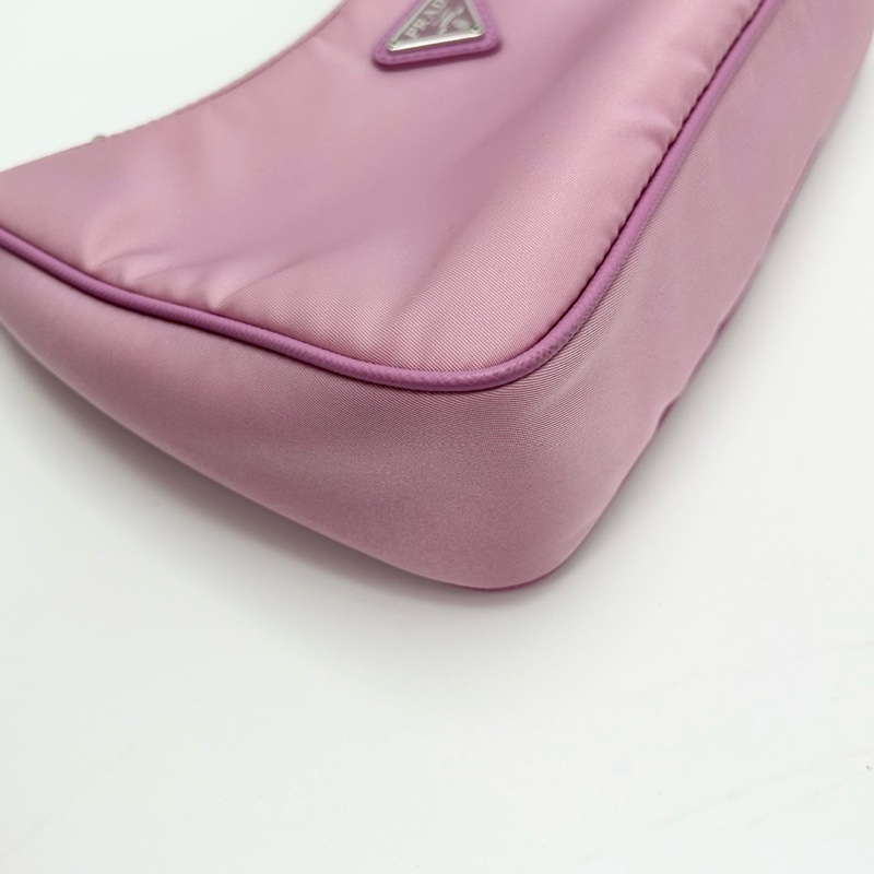 PRADA 粉銀三合一 尼龍肩背斜背Hobo 22*16*6.5 9新 配件塵袋-11