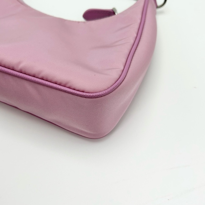 PRADA 粉銀三合一 尼龍肩背斜背Hobo 22*16*6.5 9新 配件塵袋-14