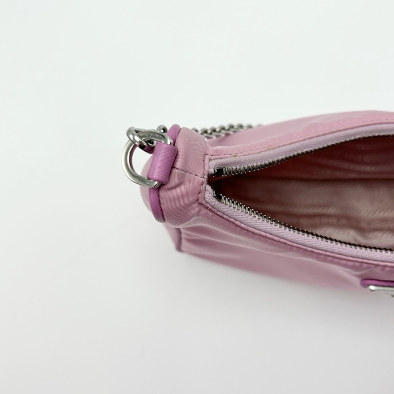 PRADA 粉銀三合一 尼龍肩背斜背Hobo 22*16*6.5 9新 配件塵袋-18