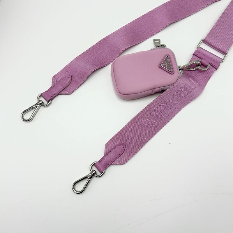 PRADA 粉銀三合一 尼龍肩背斜背Hobo 22*16*6.5 9新 配件塵袋-20