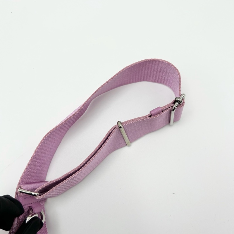 PRADA 粉銀三合一 尼龍肩背斜背Hobo 22*16*6.5 9新 配件塵袋-21