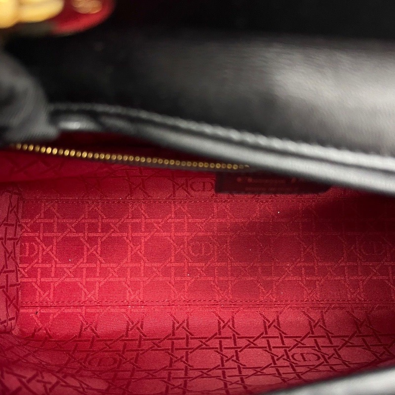 DIOR LadyDior黑金七格黛妃手提肩背斜背包32*25*11 98新配件塵袋-3
