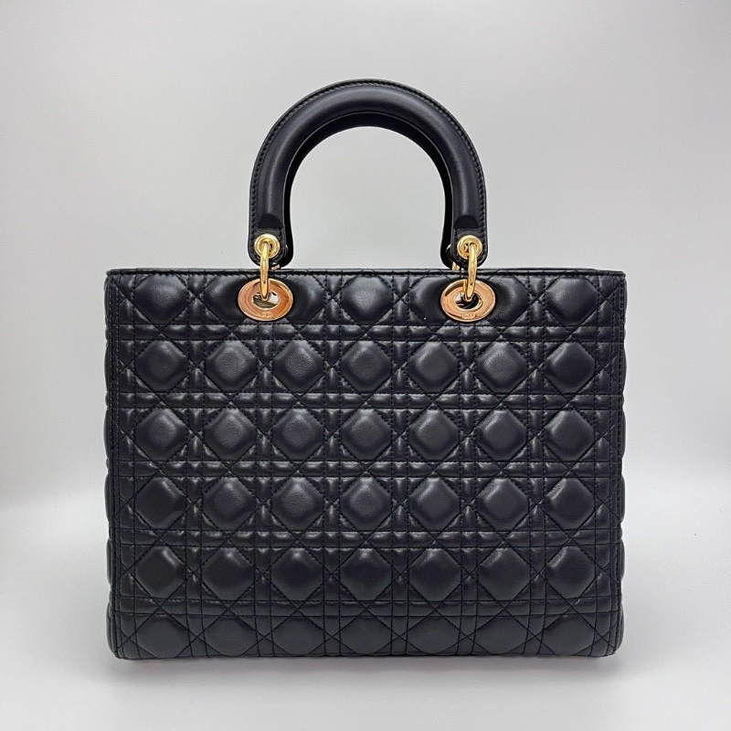 DIOR LadyDior黑金七格黛妃手提肩背斜背包32*25*11 98新配件塵袋-4