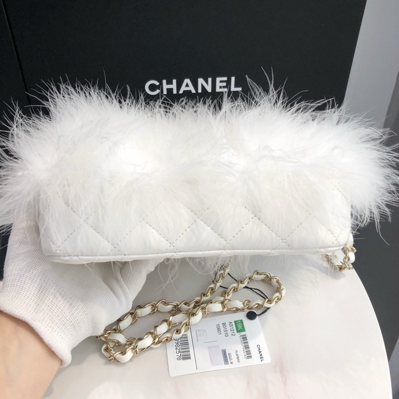 Chanel純白鴕鳥毛CF大mini-2