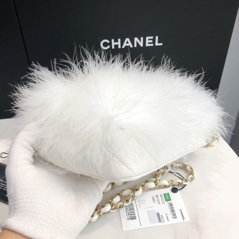 Chanel純白鴕鳥毛CF大mini-3