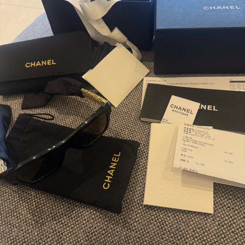 chanel香奈兒25金屬邊墨鏡-9