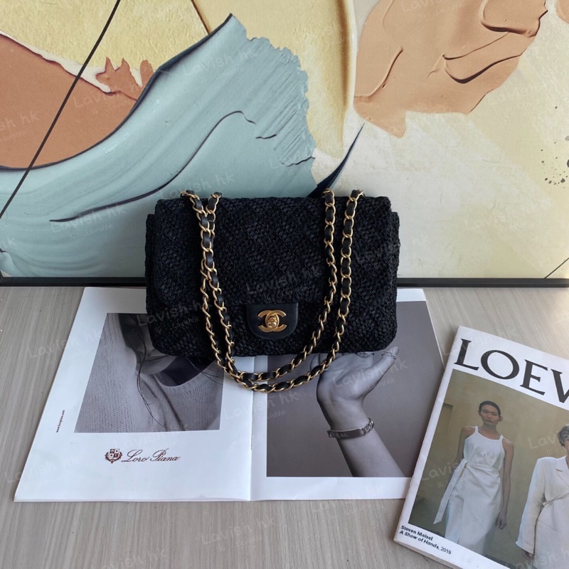 Chanel 黑色編織 金扣cf款 單肩斜挎包-2