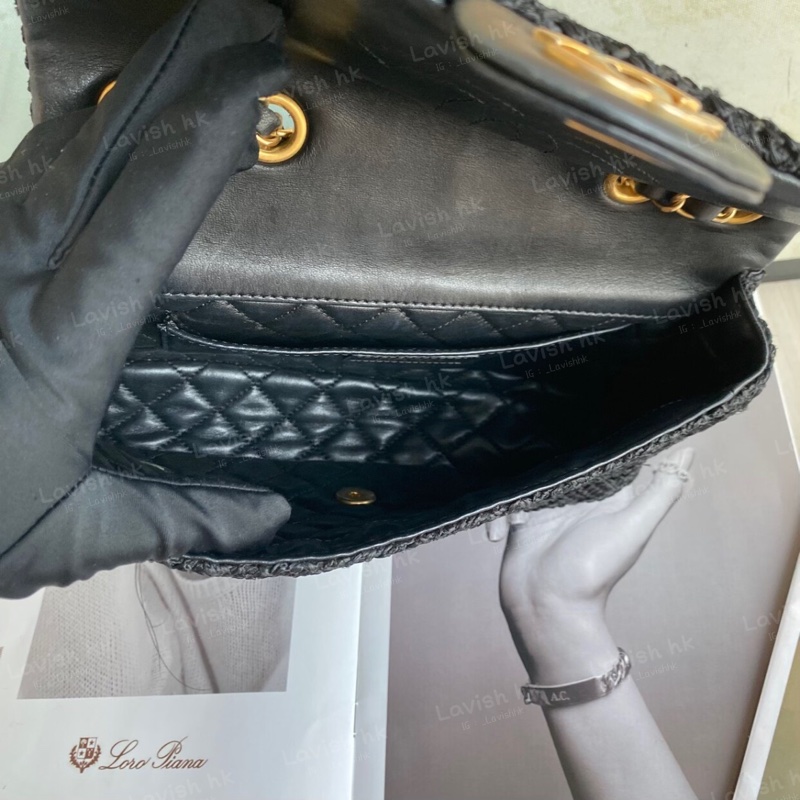 Chanel 黑色編織 金扣cf款 單肩斜挎包-7