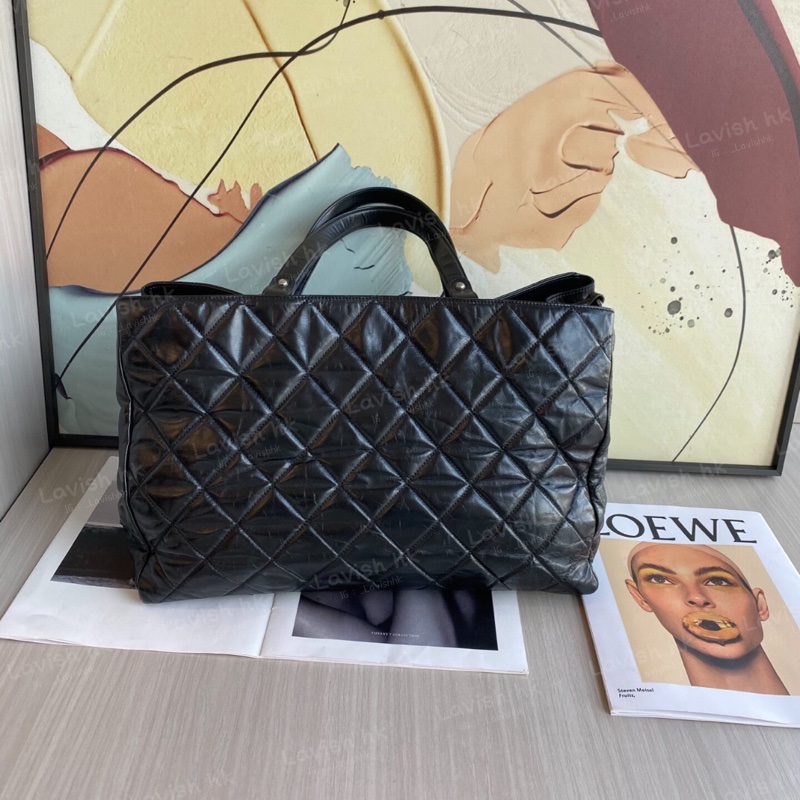 Chanel 做舊黑銀leboy 油蠟皮 手提單肩包-2