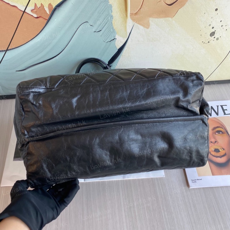 Chanel 做舊黑銀leboy 油蠟皮 手提單肩包-5