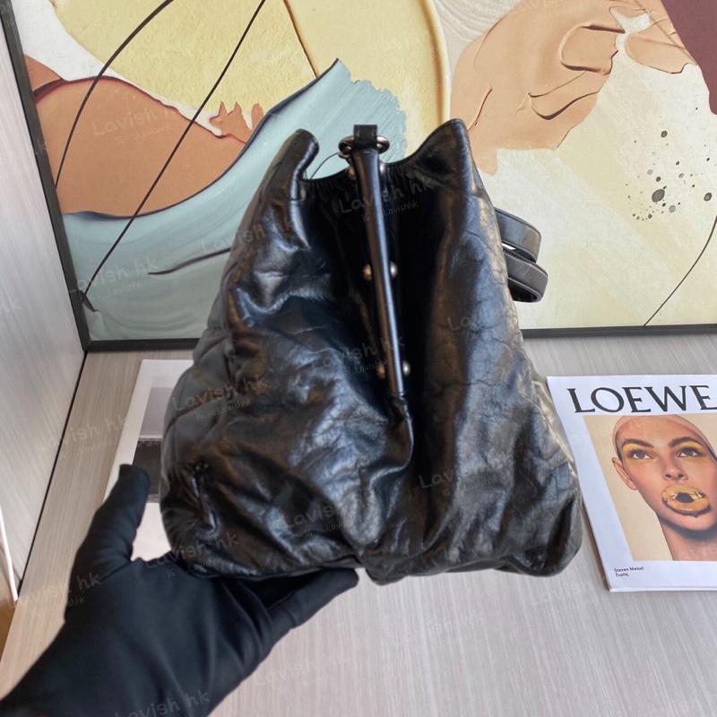 Chanel 做舊黑銀leboy 油蠟皮 手提單肩包-6