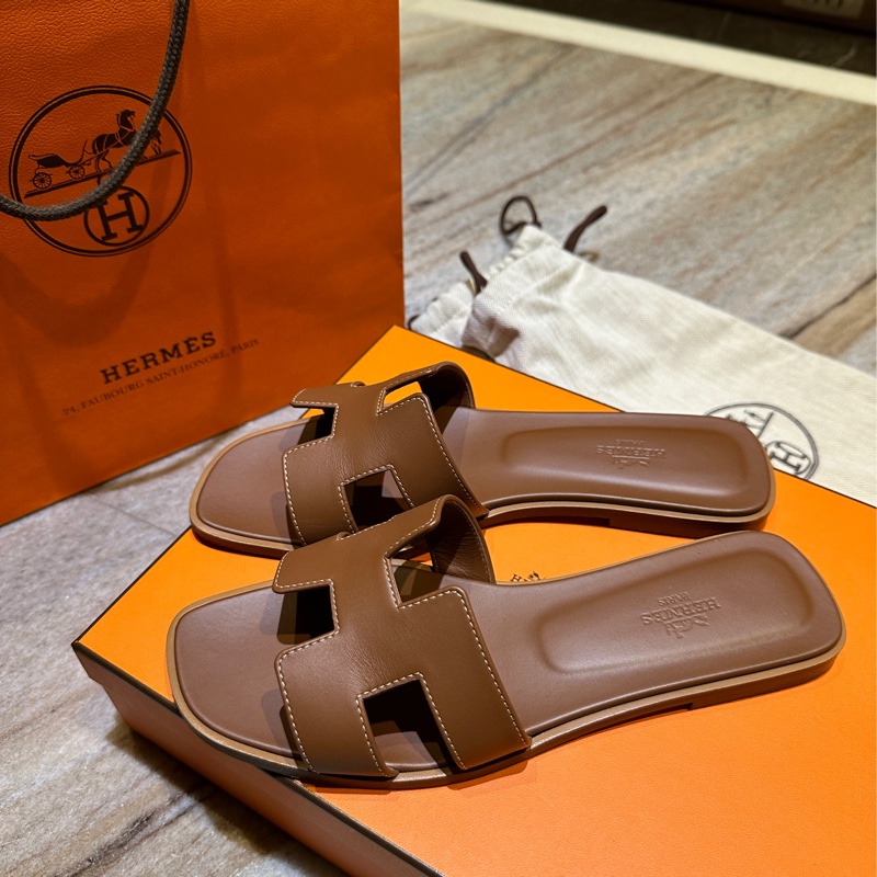 Hermes Oran 涼鞋 金棕色38-0