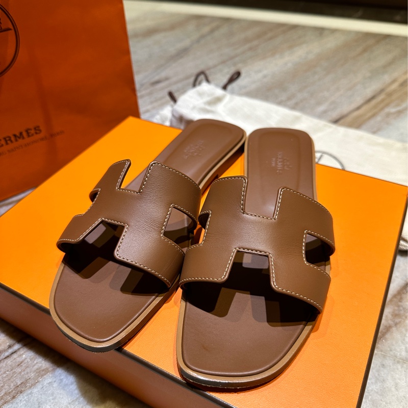 Hermes Oran 涼鞋 金棕色38-2