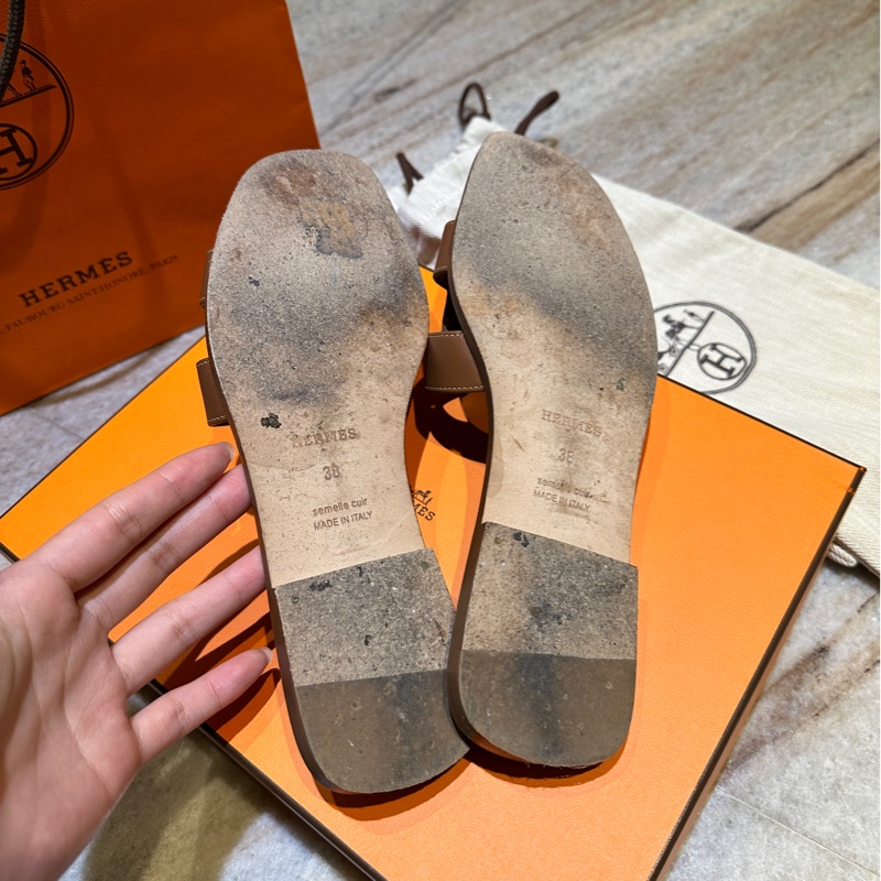 Hermes Oran 涼鞋 金棕色38-5