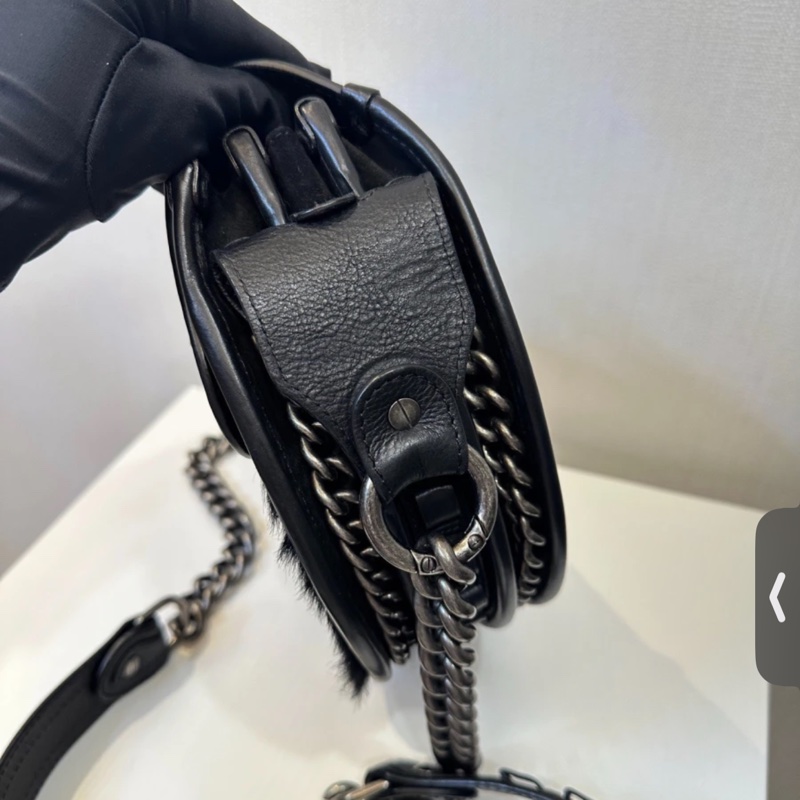 98新Chanel香奈兒黑色馬毛拼皮達拉斯五角星星馬鞍斜挎包 已絕版 配件 有卡 19開-3