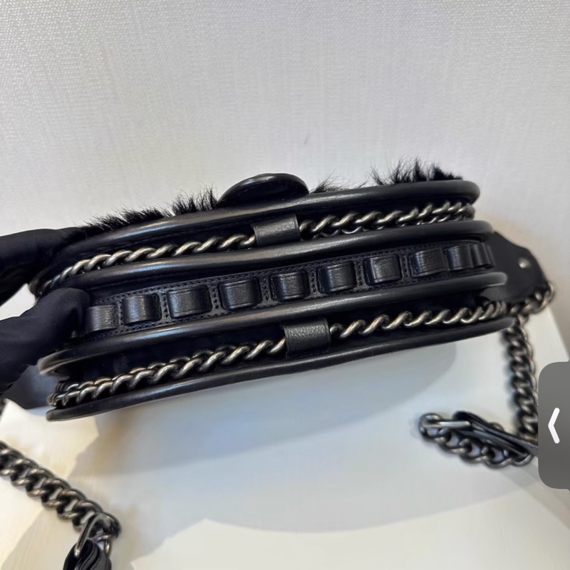 98新Chanel香奈兒黑色馬毛拼皮達拉斯五角星星馬鞍斜挎包 已絕版 配件 有卡 19開-8