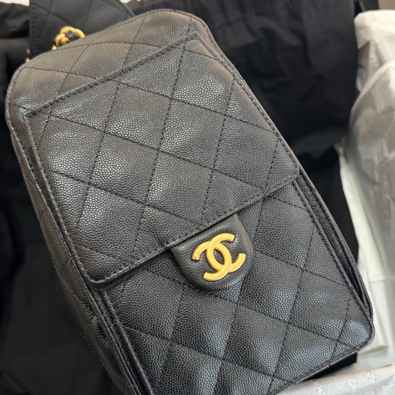 #全新閒置🈶台灣購證 #專櫃斷貨 香奈兒25bag黑金荔枝皮小號Hobo bag-5