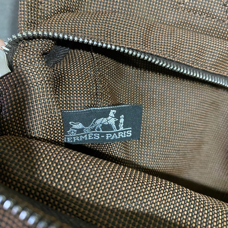 HERMES咖啡色帆布手提袋-2