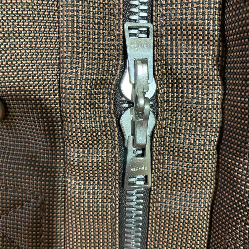 HERMES咖啡色帆布手提袋-3