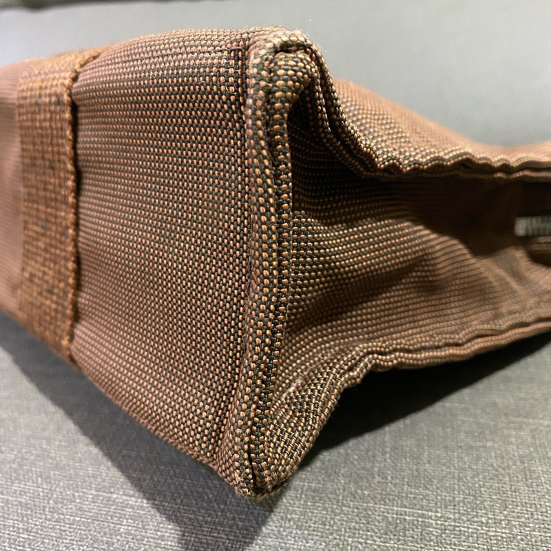 HERMES咖啡色帆布手提袋-6