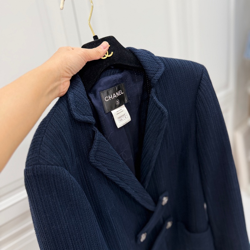 CHANEL 香奈兒 深藍 短大衣 大衣 西外 西裝外套 夾克 外套-1