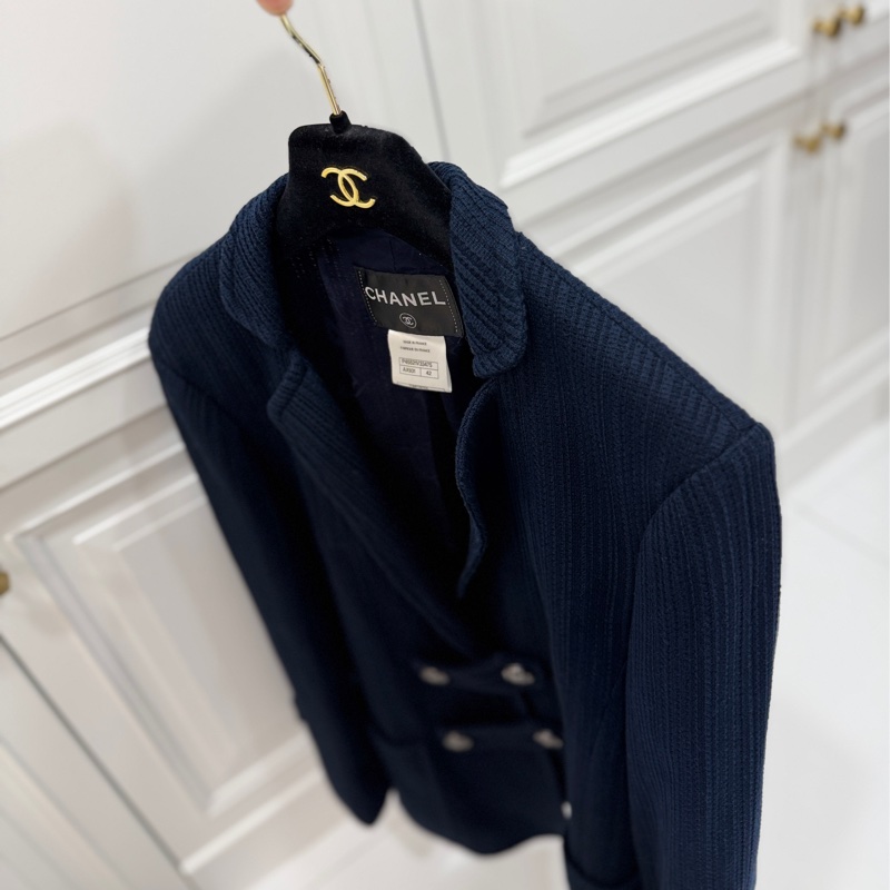 CHANEL 香奈兒 深藍 短大衣 大衣 西外 西裝外套 夾克 外套-14