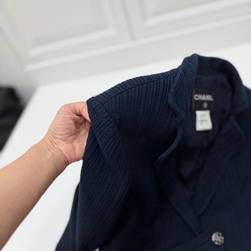 CHANEL 香奈兒 深藍 短大衣 大衣 西外 西裝外套 夾克 外套-17