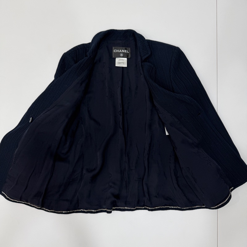 CHANEL 香奈兒 深藍 短大衣 大衣 西外 西裝外套 夾克 外套-23