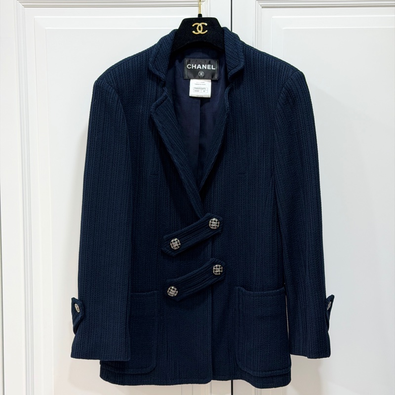 CHANEL 香奈兒 深藍 短大衣 大衣 西外 西裝外套 夾克 外套-29
