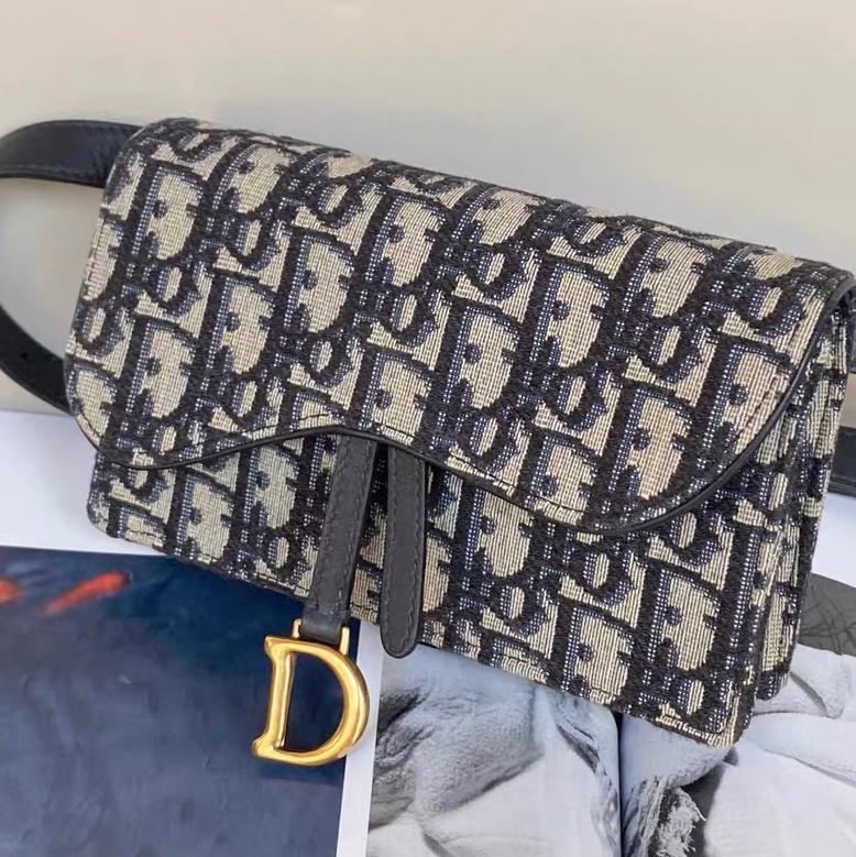 dior迪奧老花腰包oblique刺繡單肩包-1