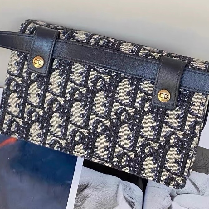 dior迪奧老花腰包oblique刺繡單肩包-3