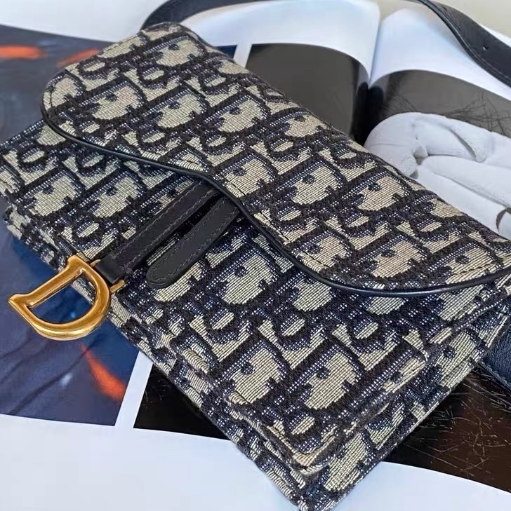 dior迪奧老花腰包oblique刺繡單肩包-5