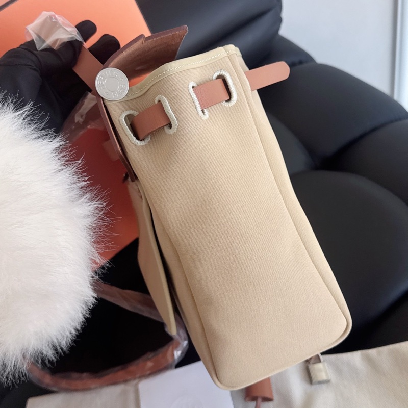 【近新閒置品】W刻 愛馬仕 Hermes 風衣灰拼金棕 Herbag31銀扣 五金帶膜-5