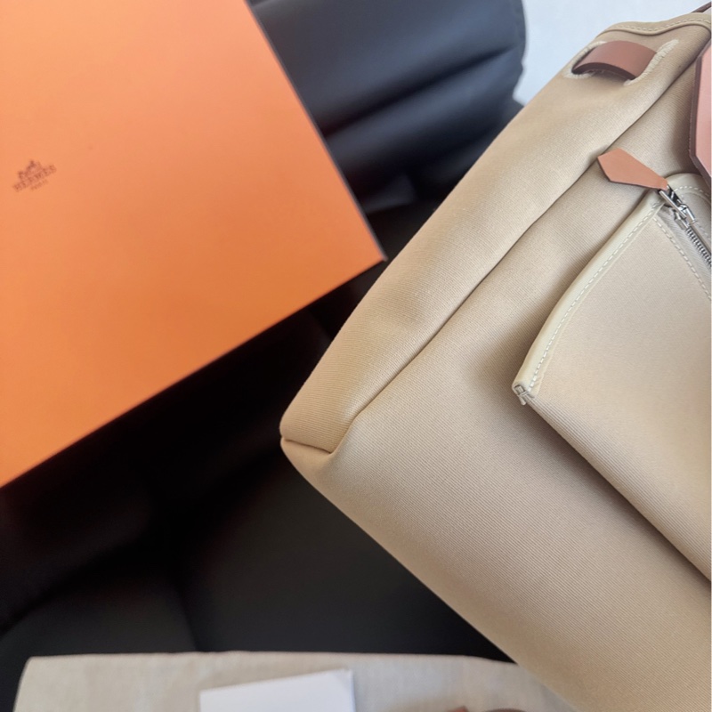 【近新閒置品】W刻 愛馬仕 Hermes 風衣灰拼金棕 Herbag31銀扣 五金帶膜-13