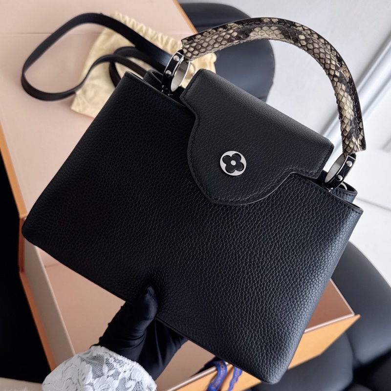 【近新閒置品】Louis Vuitton 路易威登LV 黑銀Capucines BB🐍蛇皮手柄卡普辛 手提斜挎包-2