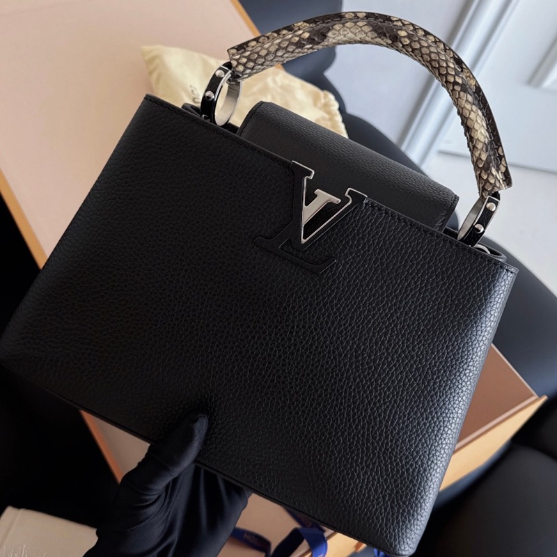 【近新閒置品】Louis Vuitton 路易威登LV 黑銀Capucines BB🐍蛇皮手柄卡普辛 手提斜挎包-3