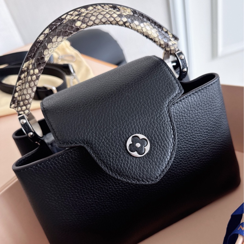 【近新閒置品】Louis Vuitton 路易威登LV 黑銀Capucines BB🐍蛇皮手柄卡普辛 手提斜挎包-4