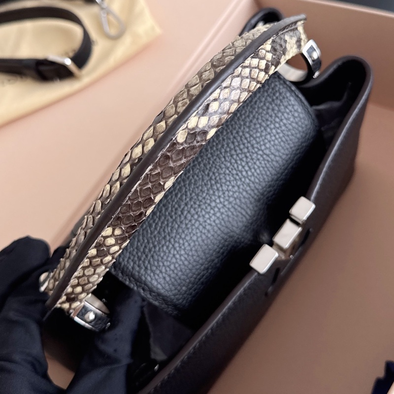 【近新閒置品】Louis Vuitton 路易威登LV 黑銀Capucines BB🐍蛇皮手柄卡普辛 手提斜挎包-8