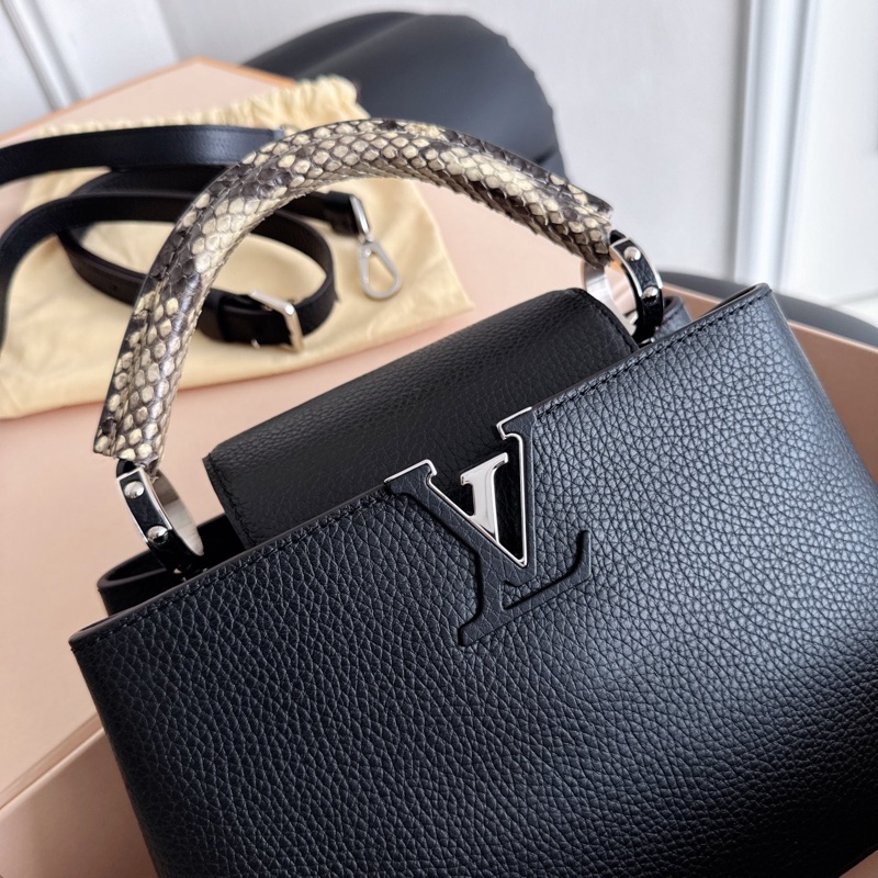 【近新閒置品】Louis Vuitton 路易威登LV 黑銀Capucines BB🐍蛇皮手柄卡普辛 手提斜挎包-9