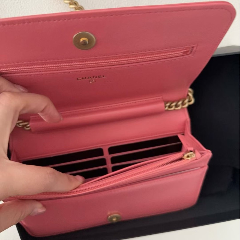 【全新品】chanel香奈兒woc 橡皮粉經典菱格鏈條包-3