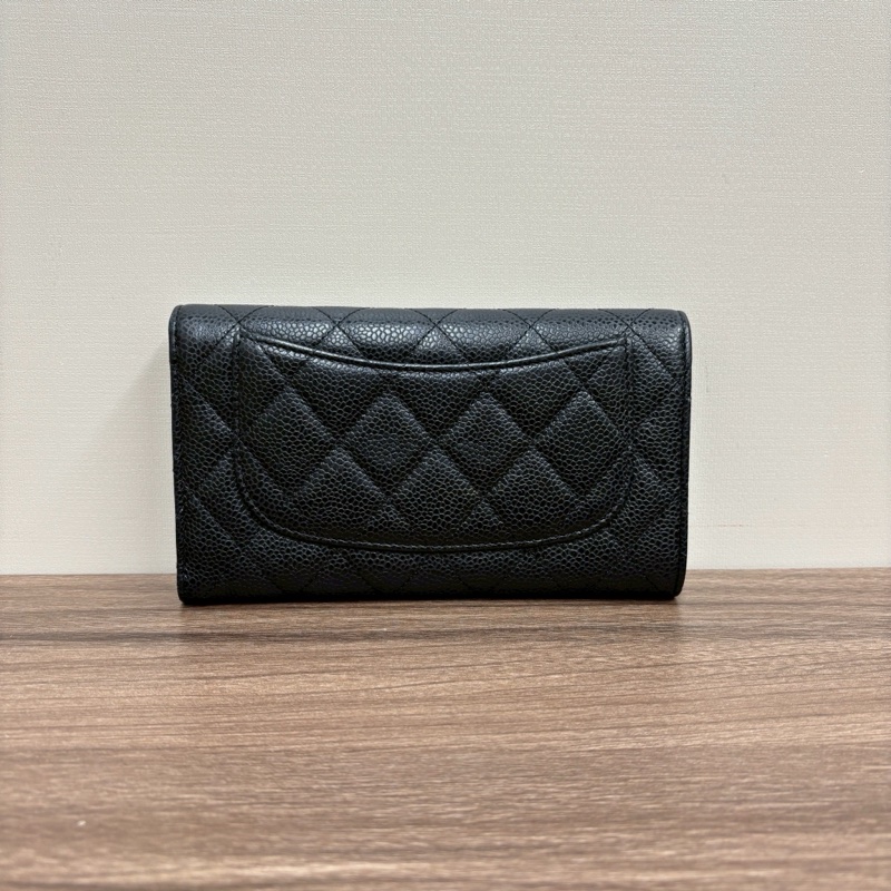 經典優雅🦢超低價😍Chanel黑金荔枝牛皮長夾錢包手拿包-2