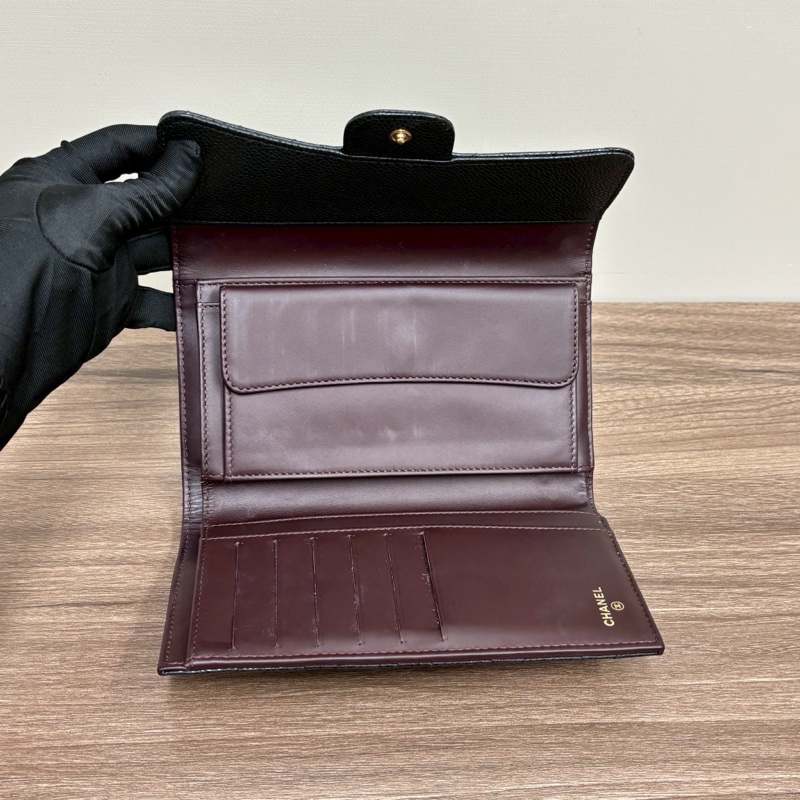 經典優雅🦢超低價😍Chanel黑金荔枝牛皮長夾錢包手拿包-6