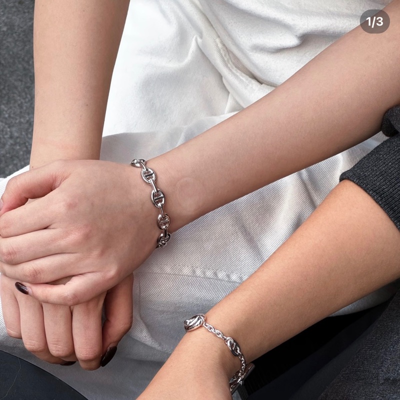 Hermes 豬鼻 銀手鐲-5