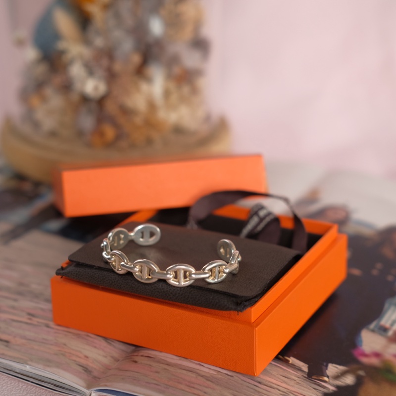 Hermes 豬鼻 銀手鐲-8