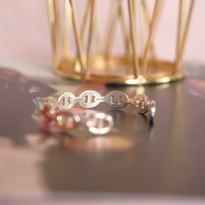 Hermes 豬鼻 銀手鐲-12