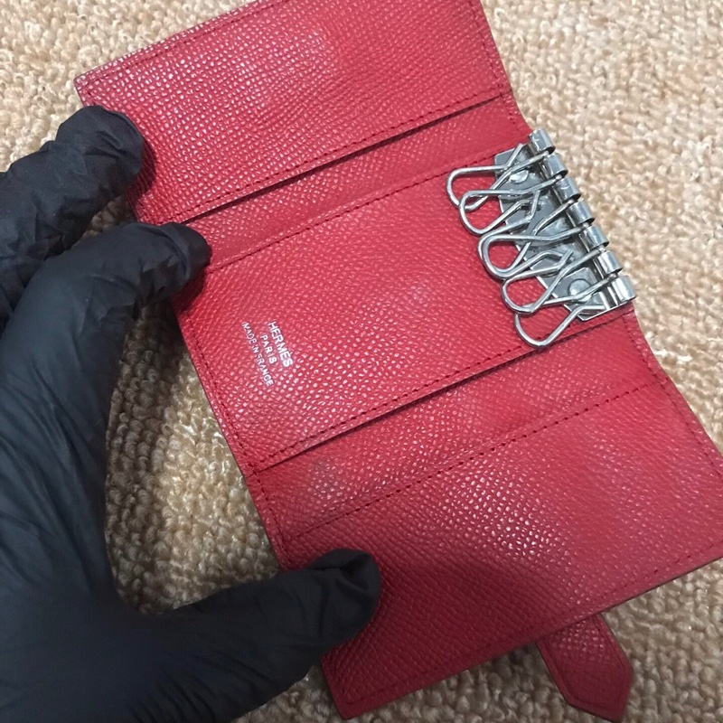 愛馬仕 Hermès Bearn H 鑰匙包｜紅色 Epsom｜銀扣 6掛勾-6