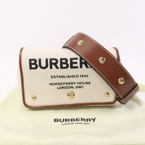 BURBERRY 帆布Horseferry金扣肩背袋